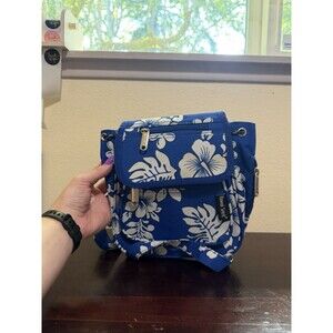 Aloha Hawaii Spirit Backpack Hawaiian Print Travel Purse Bag Blue Floral Print